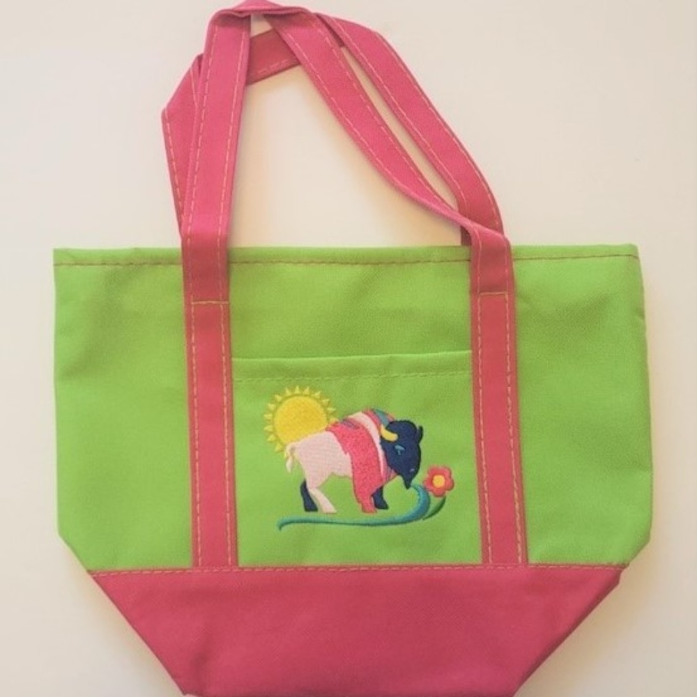 Embroidered Buffalo Small Canvas Tote Bday Grabbag